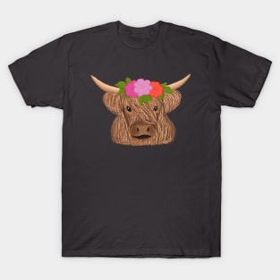 Highland Cow with Flowers T-Shirt